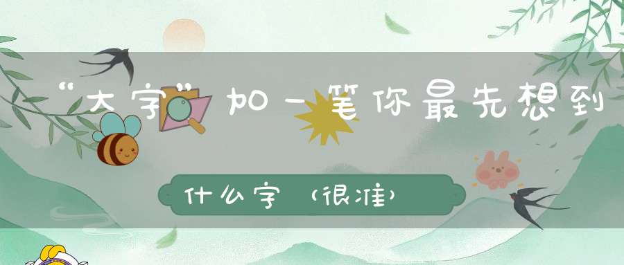 “大字”加一笔你最先想到什么字（很准）