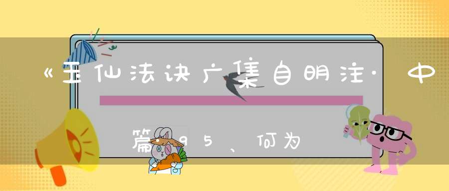 《玉仙法诀广集自明注·中篇·95、何为守一》