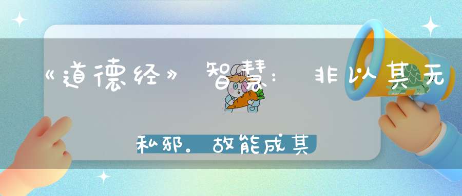 《道德经》智慧:非以其无私邪。故能成其私。