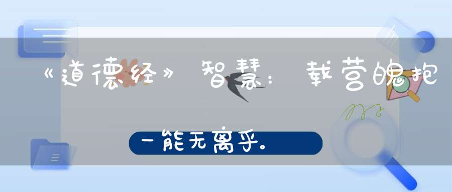 《道德经》智慧：载营魄抱一能无离乎。