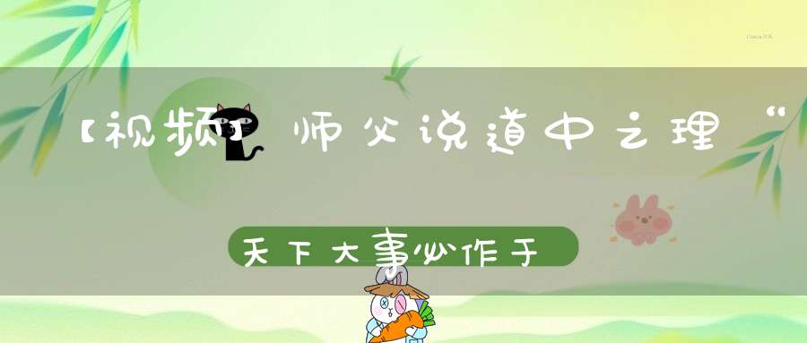 【视频】师父说道中之理“天下大事必作于细”