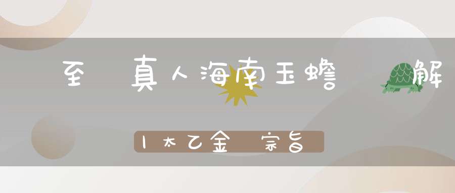 張至順真人海南玉蟾宮講解丨太乙金華宗旨丨回光徵驗第六丨上篇