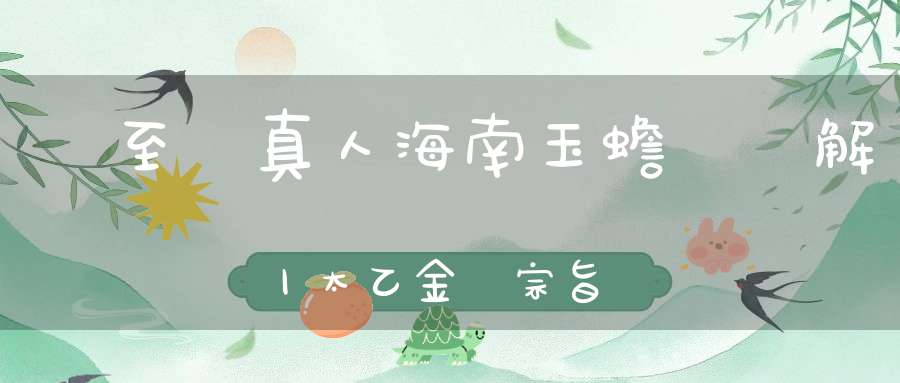 張至順真人海南玉蟾宮講解丨太乙金華宗旨丨回光調息第四