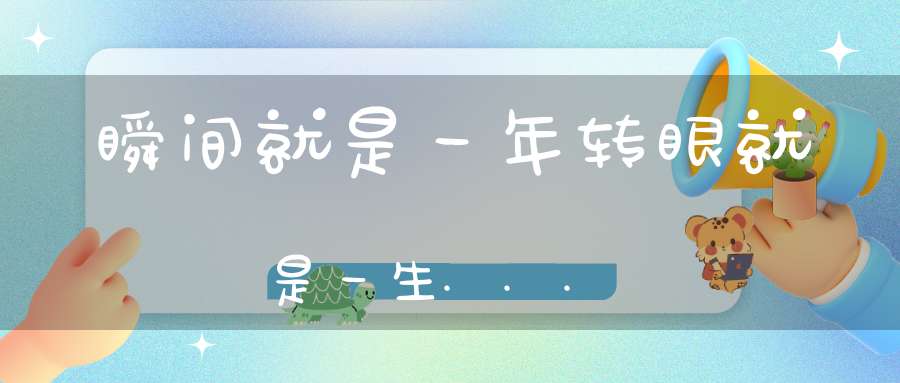 瞬间就是一年转眼就是一生...