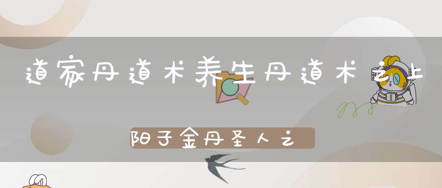 道家丹道术养生丹道术之上阳子金丹圣人之德和生死事大等
