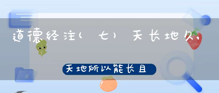 道德经注(七)天长地久,天地所以能长且久者,以其不自生,故能长生.是以圣人後其身而身先,外其身而身存.非以其无私邪故能成其私