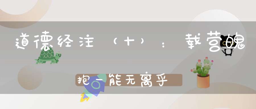 道德经注（十）：载营魄抱一能无离乎