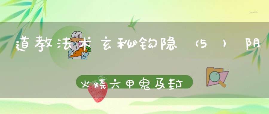 道教法术玄秘钩隐（5)阴火烧六甲鬼及封尸